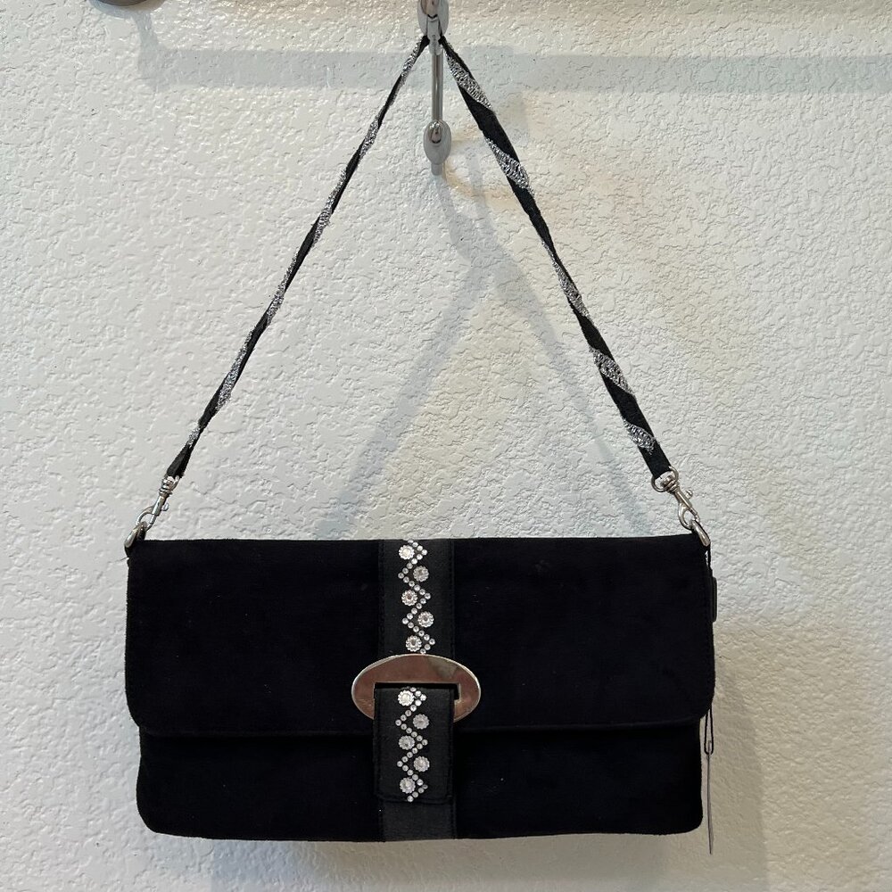 White Buffalo women suede clutch bag